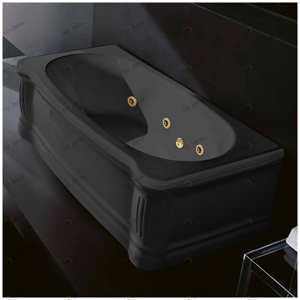 Ванна Gruppo treesse New Classic STD-V6777-SX-CZ чёрная с гидромассажем прямоугольная левая  с золотой фурнитурой STDV6777SXCZ