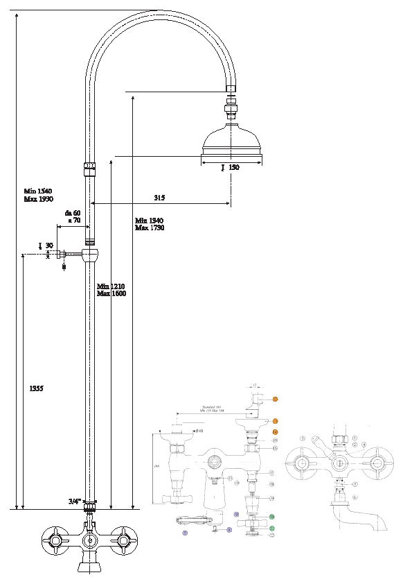 66392018D150 Душевая система Bandini Old England Santreyd - Вид №1