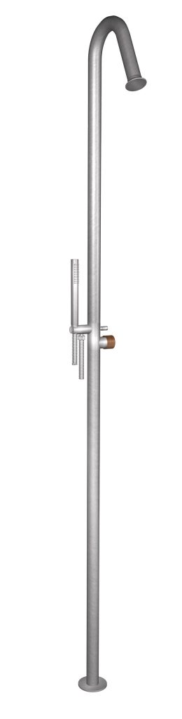 69131 / D Напольная стойка для душа из матовой нержавеющей стали 316 с традиционным картриджем, переключателем, набором для душа и регулировкой потока «пузырьковый эффект». Bongio Time2020 Wood 69131/D