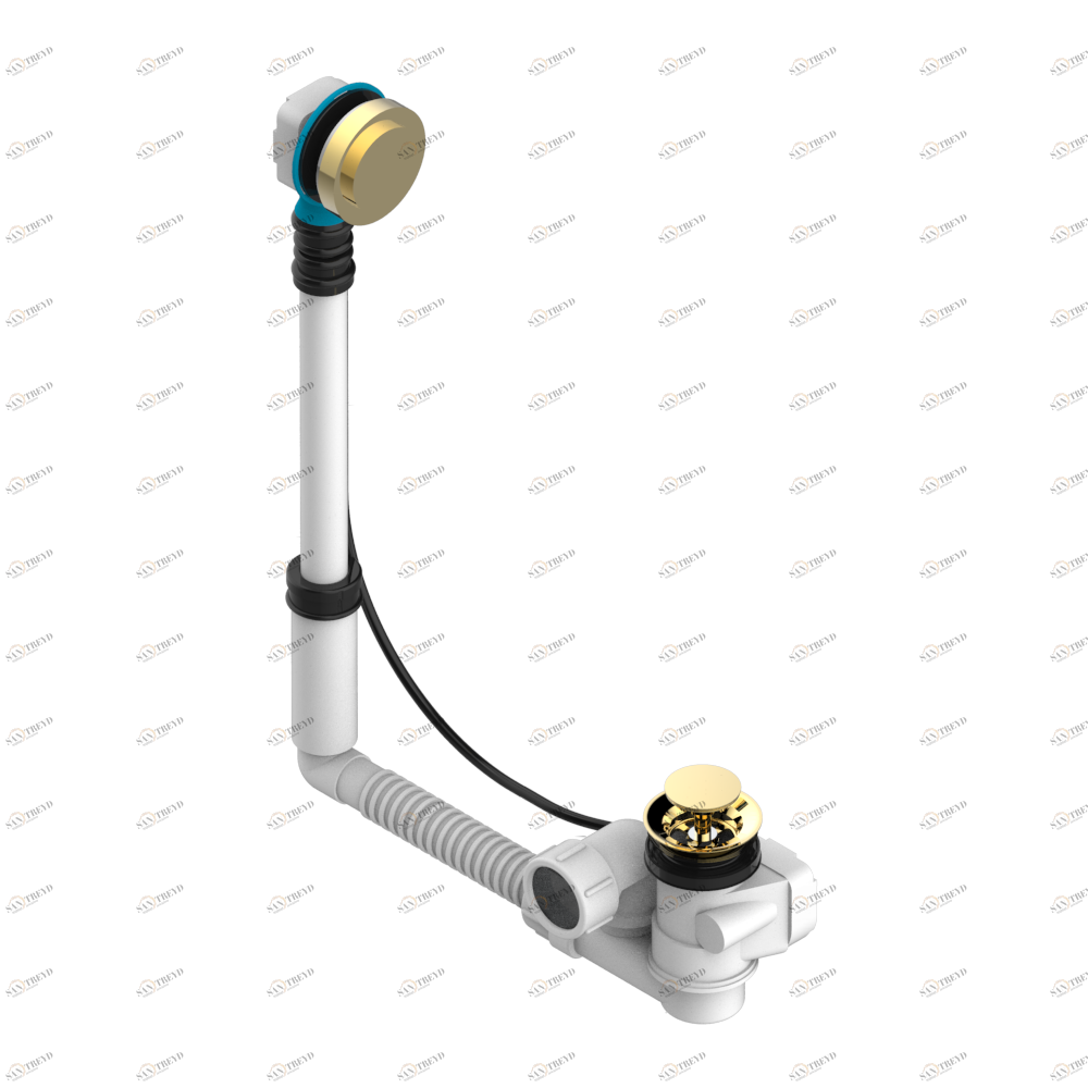 G2M-302 Перелив GEBERIT для ванны. Регулируемая высота : от 165 мм до 390 мм регулируемый вынос: от 110мм до 230мм - европейская модель - выпуск Ø 40 мм поставляется со стильный ручкой управления Thg-paris Faubourg - чёрный фарфор - с рукоятками Золото G2M-302 CAT.F