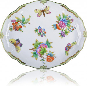 35424 Herend Блюдо овальное с резным краем 22см "Виктория" Фарфор