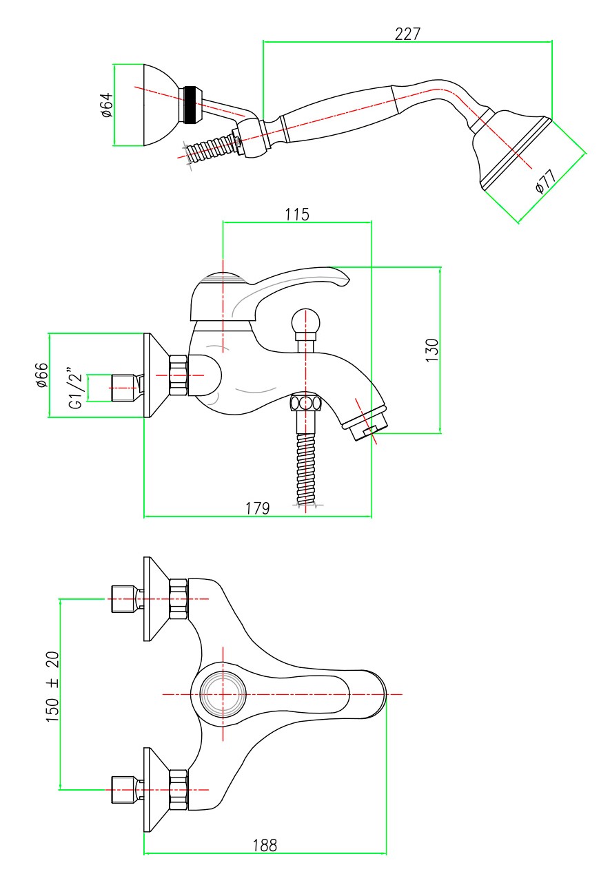 AU850101015 Смеситель для ванны Webert Aurora - Вид №1