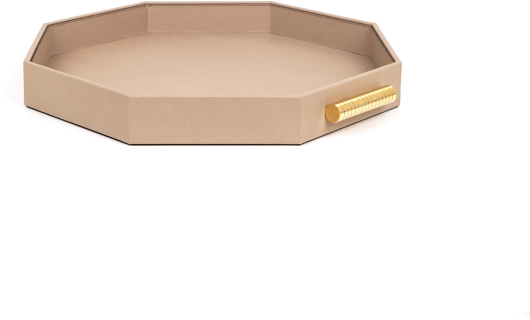 Восьмиугольный поднос Grace - 38X38 см/металл-отделка_золото/зернистая кожа_темно-серый