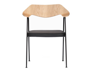 Стул с подлокотниками из кожи и шпона