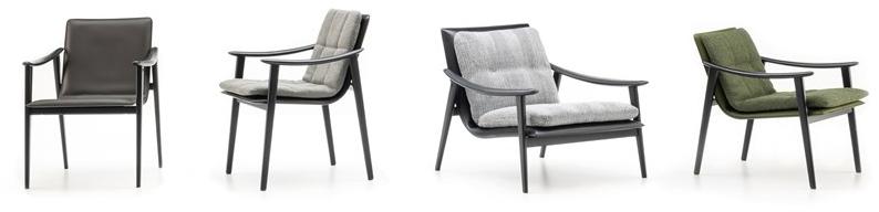 Minotti Маленькое кожаное кресло со встроенной тканевой подушкой Fynn sun-id-1496206 - Вид №3