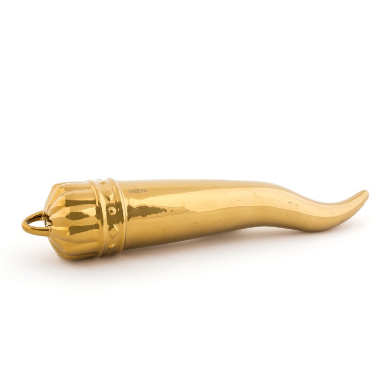 Статуэтка декоративная фарфоровая 30х6 см Memorabilia Gold My Lucky Horn SELETTI  00-3883223 Золото  - Вид №1