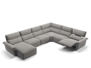Угловой диван из ткани с полуостровом