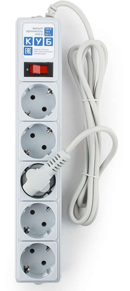 SPG-B-6Ext Surge protector power cube 1.9 ppm / conn. to the ups (c14), 5 outlets (gray) 10a / 2.2kw Электрическая мануфактура Santreyd 