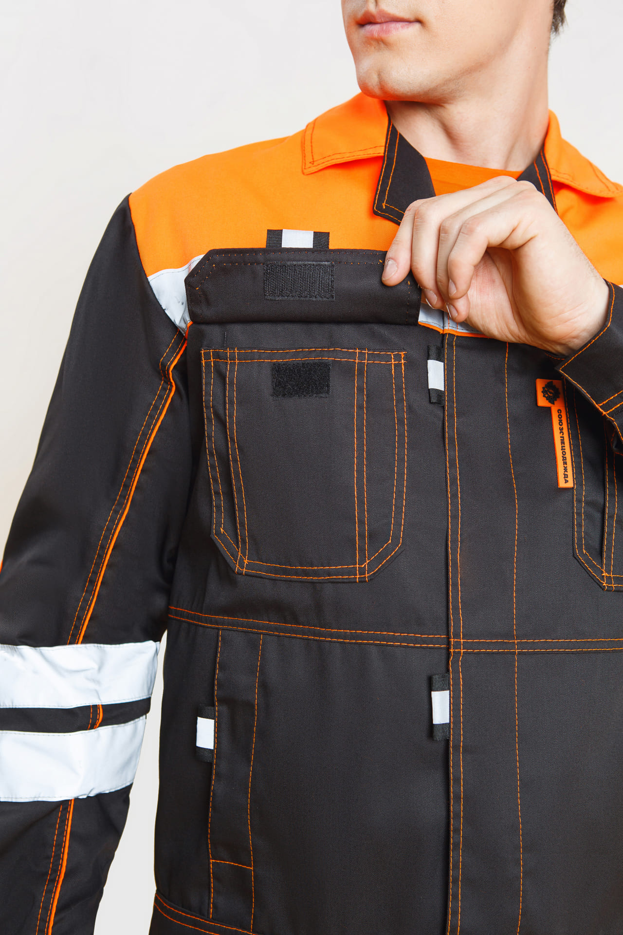 61848 Костюм "Профессионал-2" с СВП черно-оранжевый  Летняя спецодежда  размер 60-62/182-188  - Вид №18