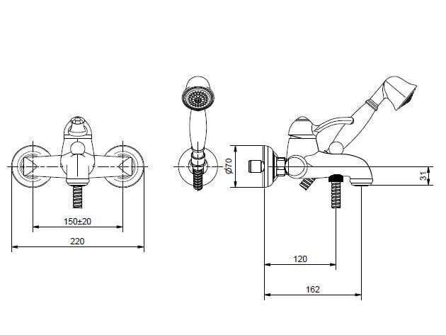 Смеситель для ванны из хромированной латуни Bugnatese Lem ARCH-00078144 - Вид №2