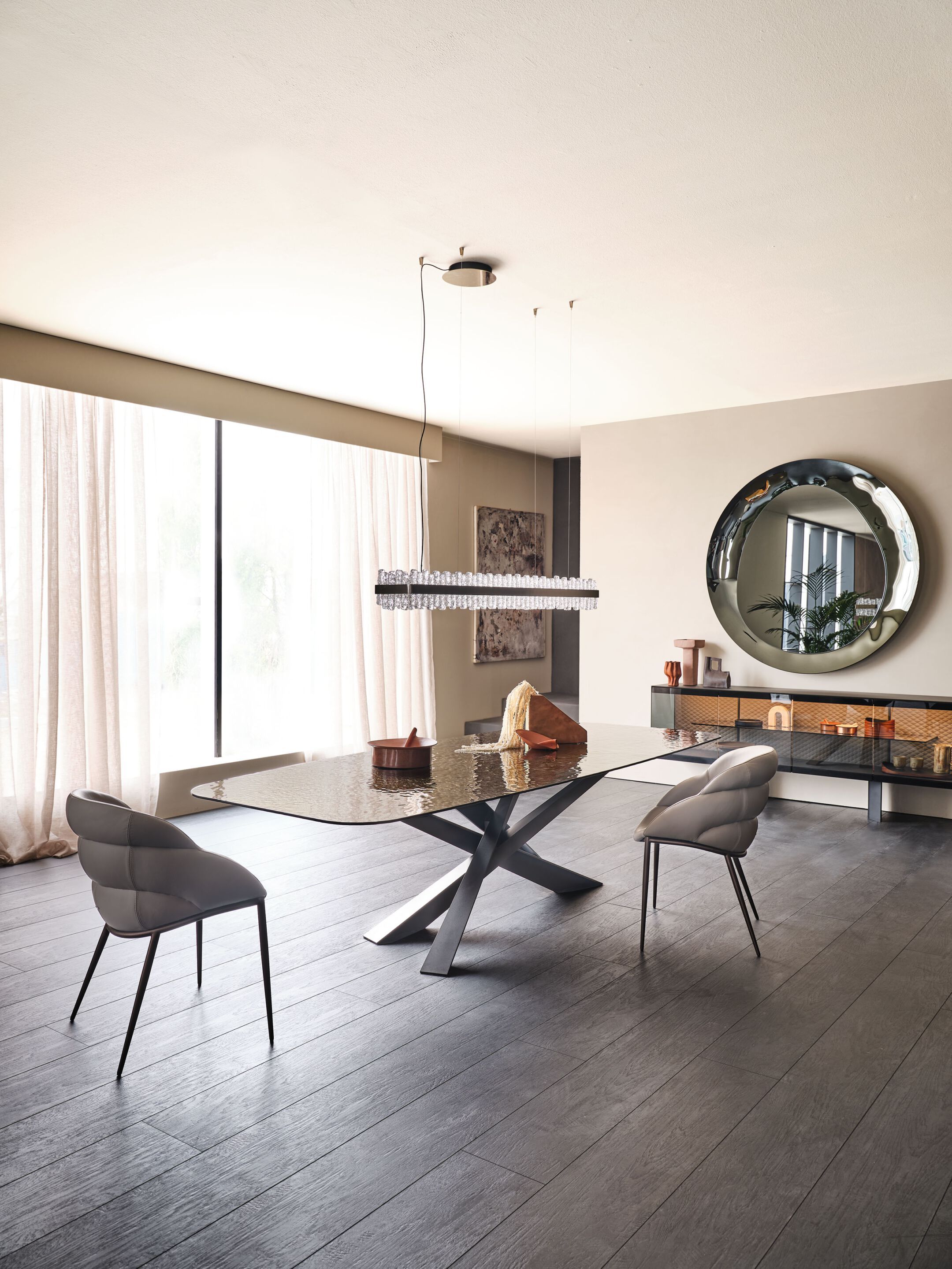 Стальной и стеклянный бочковый стол Cattelan italia LANCER MOONGLASS ARCH-00072460 - Вид №2