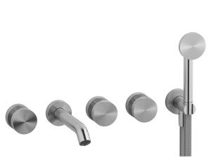 Стальной настенный смеситель для ванны с 5 отверстиями с переключателем и ручным душем