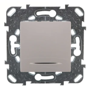 Выключатель проходной встраиваемый Systeme Electric Unica 1 клавиша с подсветкой, цвет белый