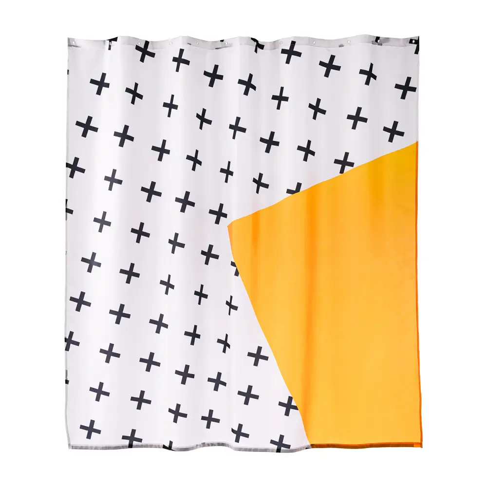 Штора для ванны Moroshka Memphis 180x200 см полиэстер цвет белый/жёлтый STLM-2103889 - Вид №1