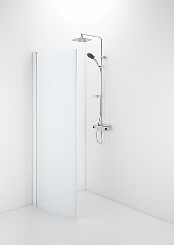 58800082 Гнутая дверь IFO Space SBVF, белые лакированные профили, матовое стекло с профилем ручки, SBVF 800 - Вид №1