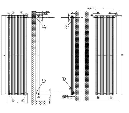 Настенный вертикальный полотенцесушитель Tonon Evolution ARCH-00047213 - Вид №2