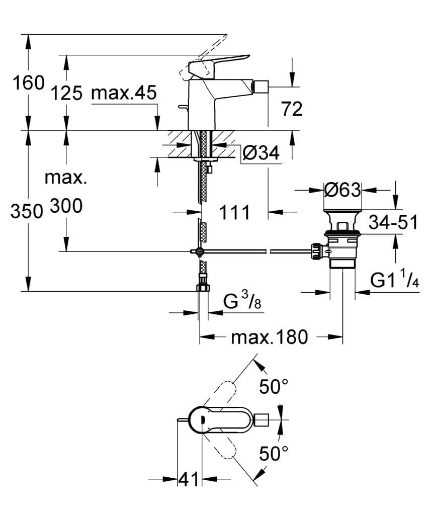 Однорычажный смеситель для биде с поворотным горлышком Grohe BauEdge ARCH-00085231 - Вид №2