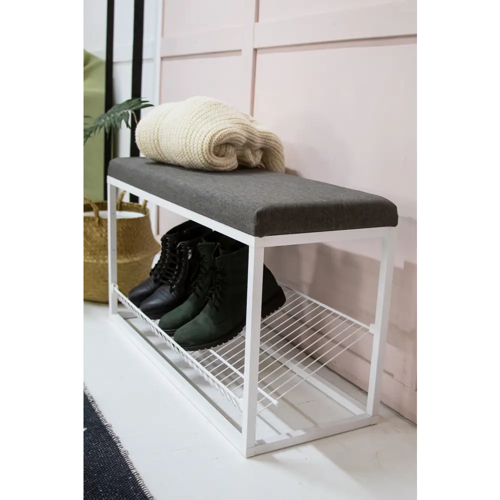 Santreyd Банкетка-обувница с мягким пуфом для прихожей 89373397 Белый муар STLM-1074689 - Вид №1
