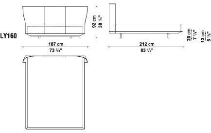 B&B Italia Двуспальная кровать из кожи с мягким изголовьем Alys sun-id-1484912 - Вид №5