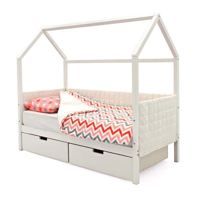 Детская кровать-домик мягкая белая Svogen БЕЛЬМАРКО  00-3873179 Белый Santreyd  - Вид №3