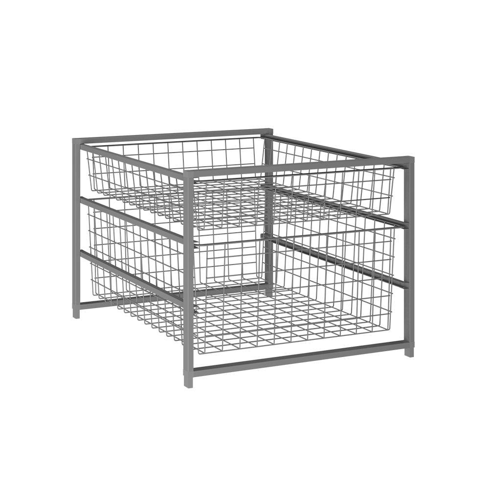 Стеллаж 3-уровневый с сетчатыми корзинами , 435x350x545 мм, серый  LJPS0578 Public Steel Россия  - Вид №1