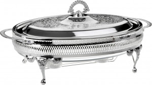 10611728 Queen Anne Мармит овальный с подогревом, с крышкой Queen Anne 41см, сталь, посеребрение Сталь нержавеющая с посеребрением, стекло