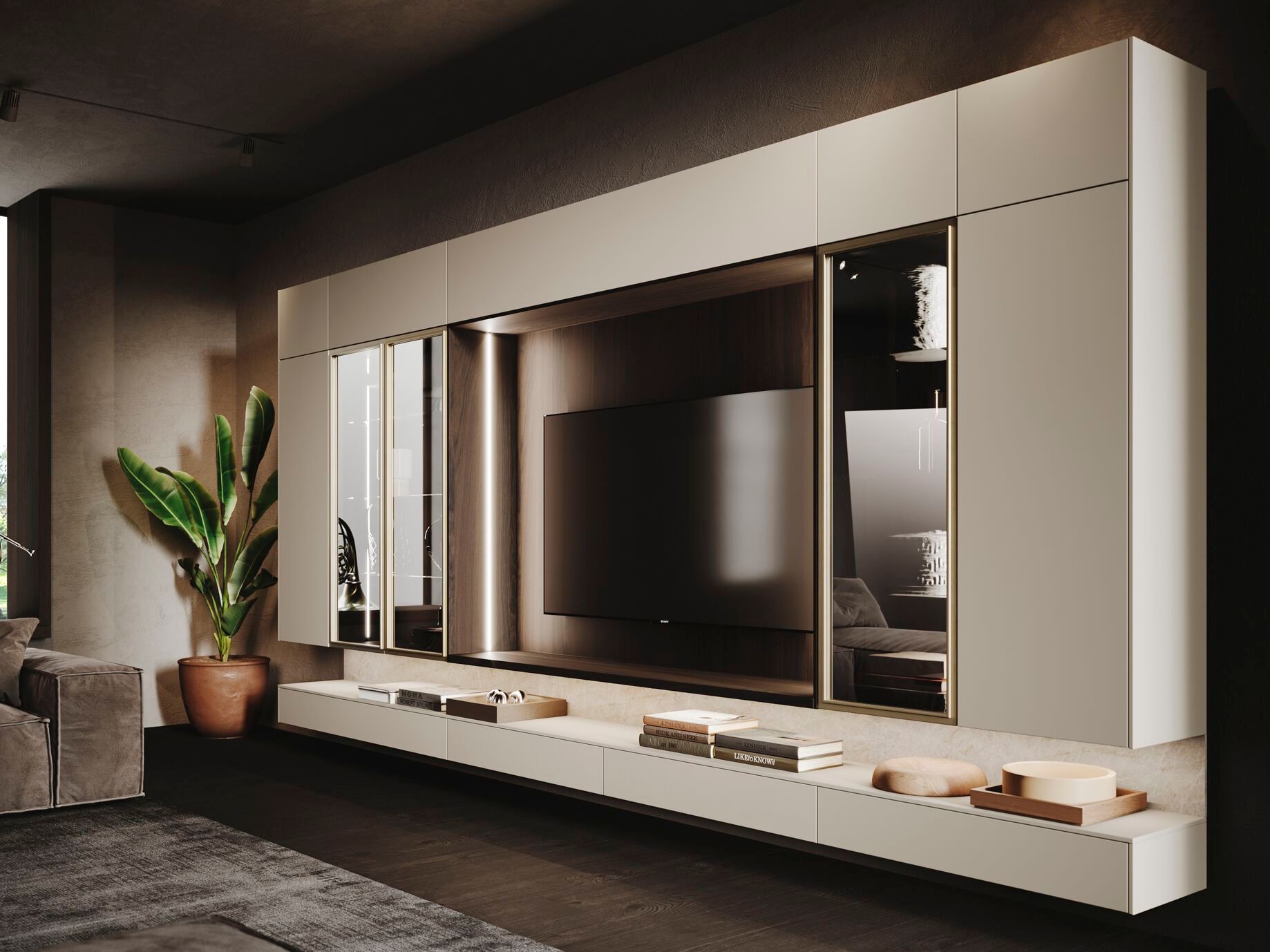 Оборудованная стена установленная с ТВ-стойкой Guzzini & Fontana House of Horn ARCH-00143461