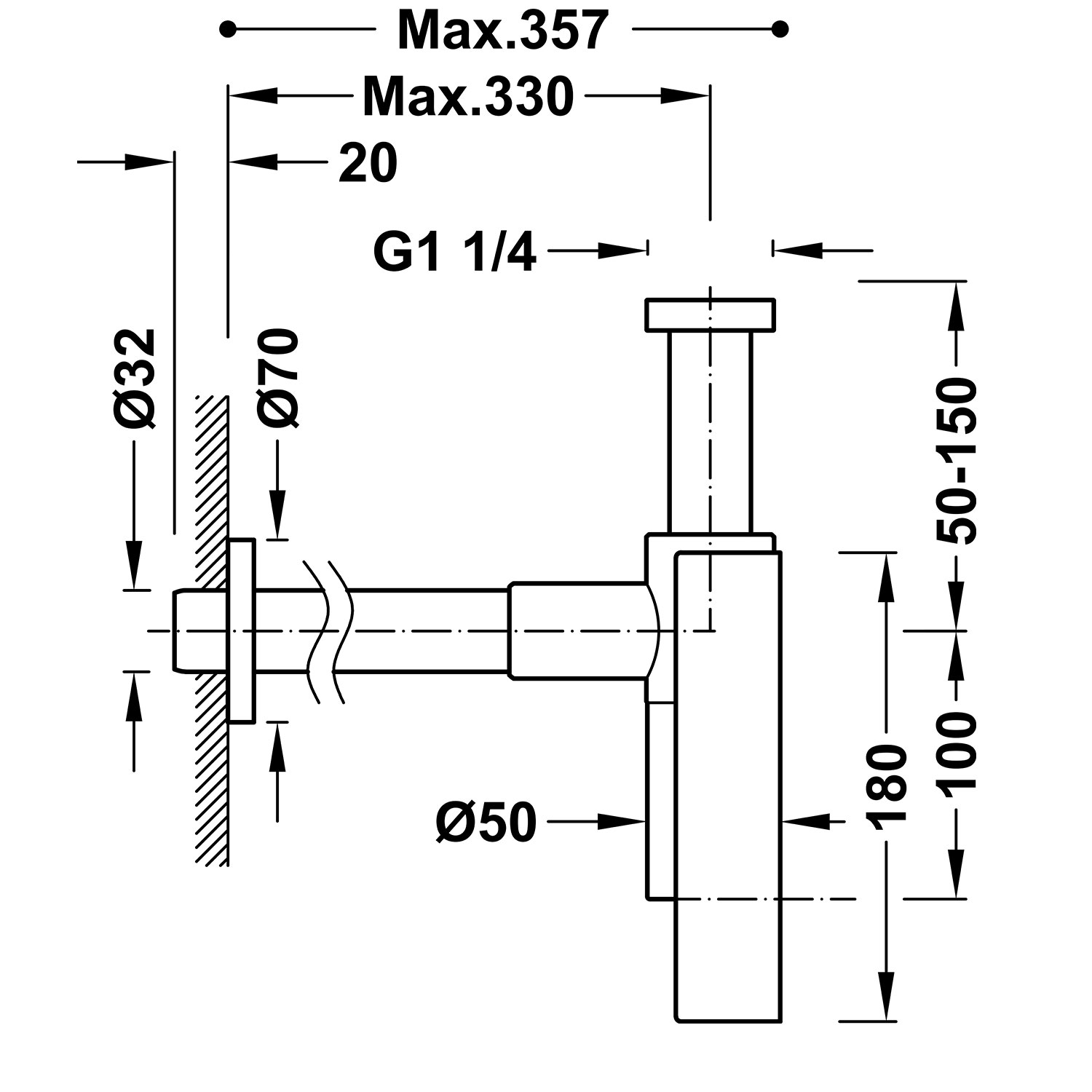 Круглый телескопический и проверяемый сливной люк с юбкой для умывальника-16110342OM TRES Drain - Вид №1