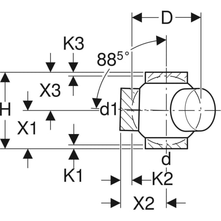 368.385.16.1 Крестовина шаровая Geberit PE 88,5°, соединения 135° смещенные Geberit  - Вид №3