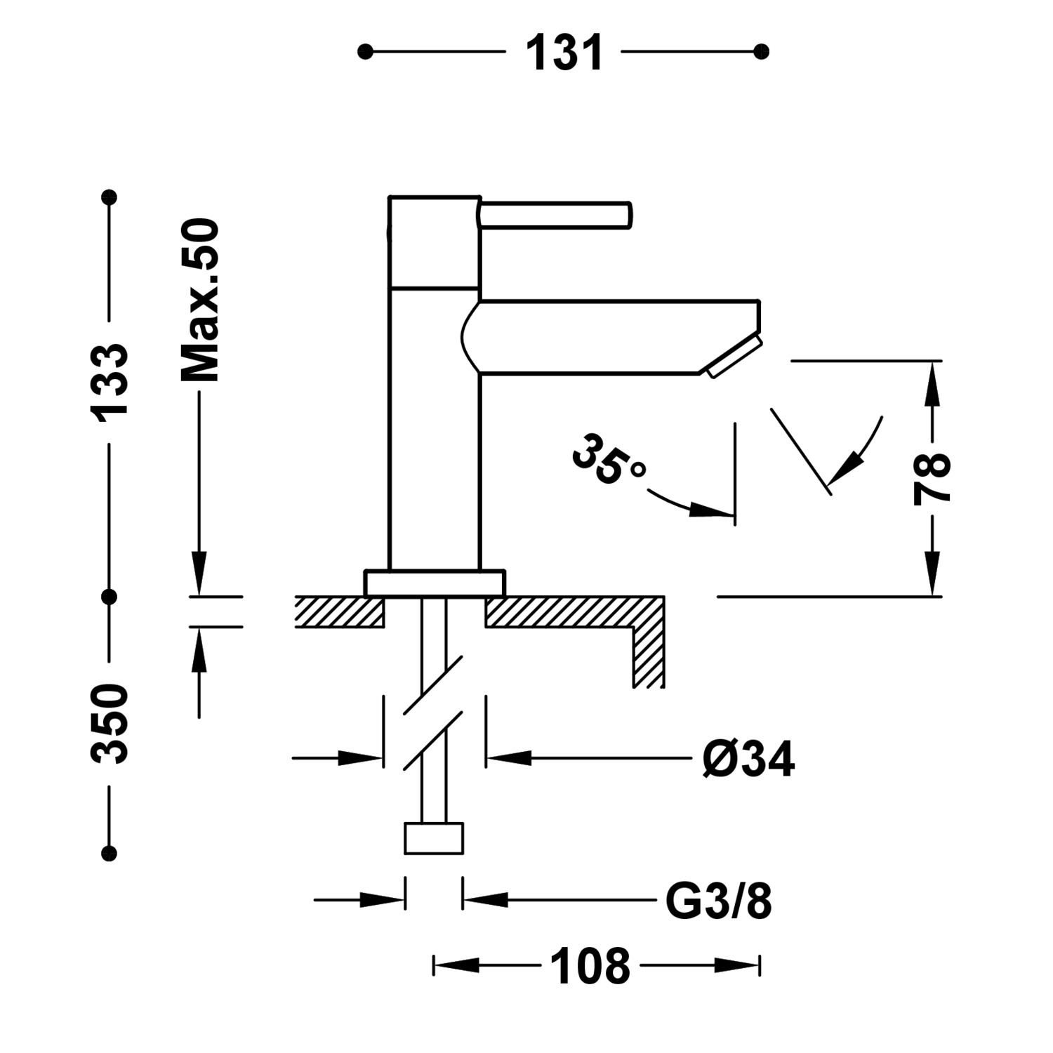Базовый смеситель для умывальника на 1 кран-06250301 TRES Base - Вид №1
