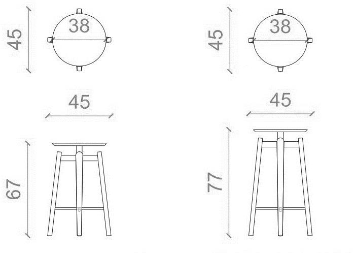 B&T Design Табурет деревянный с подставкой для ног Bow sun-id-1515744 - Вид №3