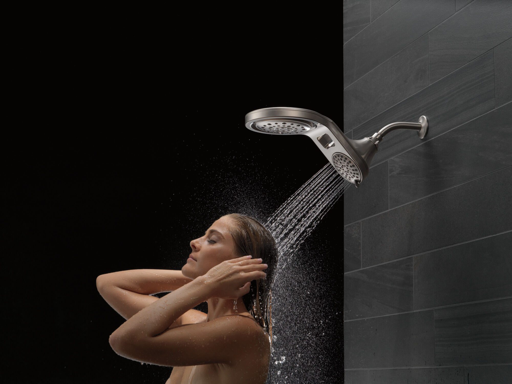 HydroRain® 5-настройка душевая лейка два в одном Delta Faucet 58580-SS-PK - Вид №15