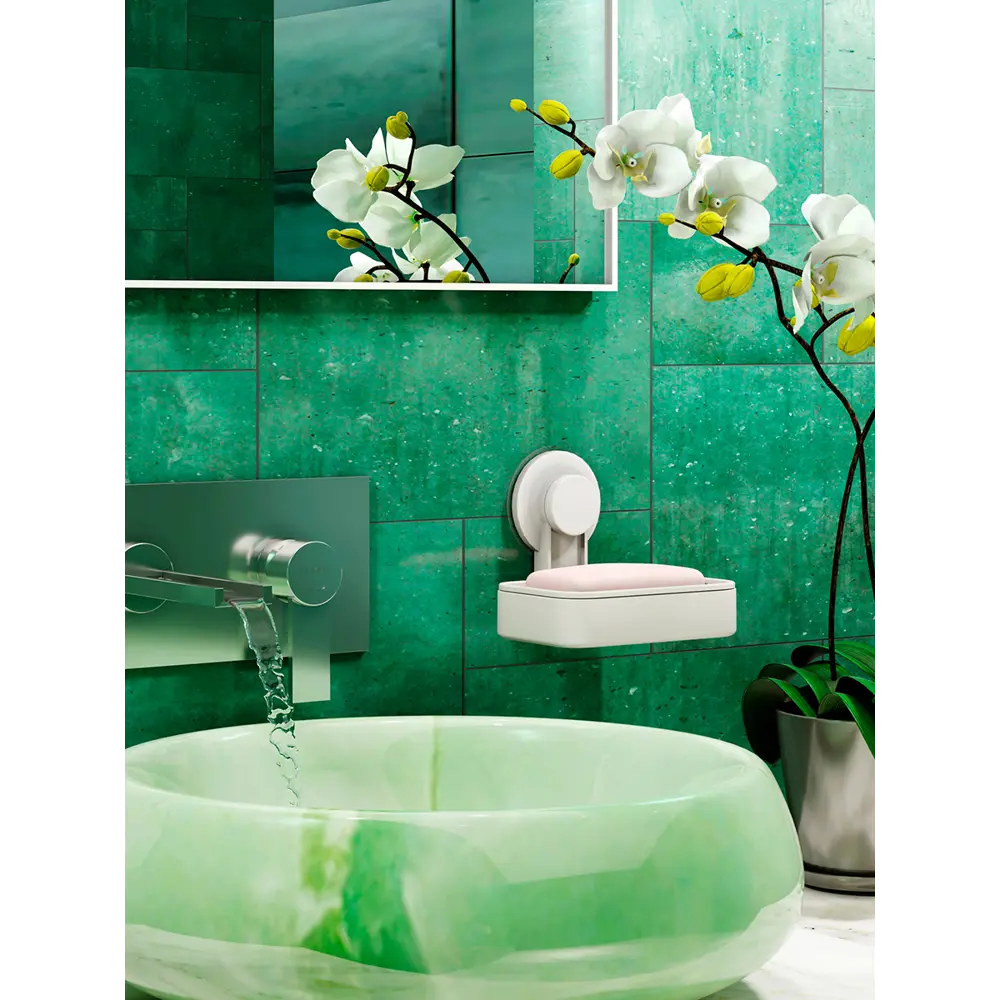 Мыльница на присосках навес easy пластик белый Santreyd STLM-2085916 - Вид №5