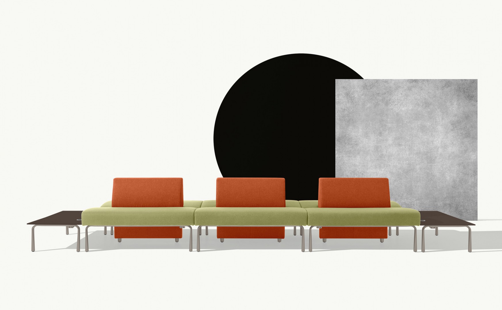 Ambit 1077 Модульная система сидений. Журнальный столик для линейной композиции. Ноги из литого алюминия. Двусторонняя версия. Et al. Ambit - Вид №1