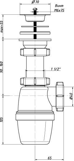 Сифон 1 1/2 40 А-4003 (О) А-4003 ОРИО 15162 - Вид №1