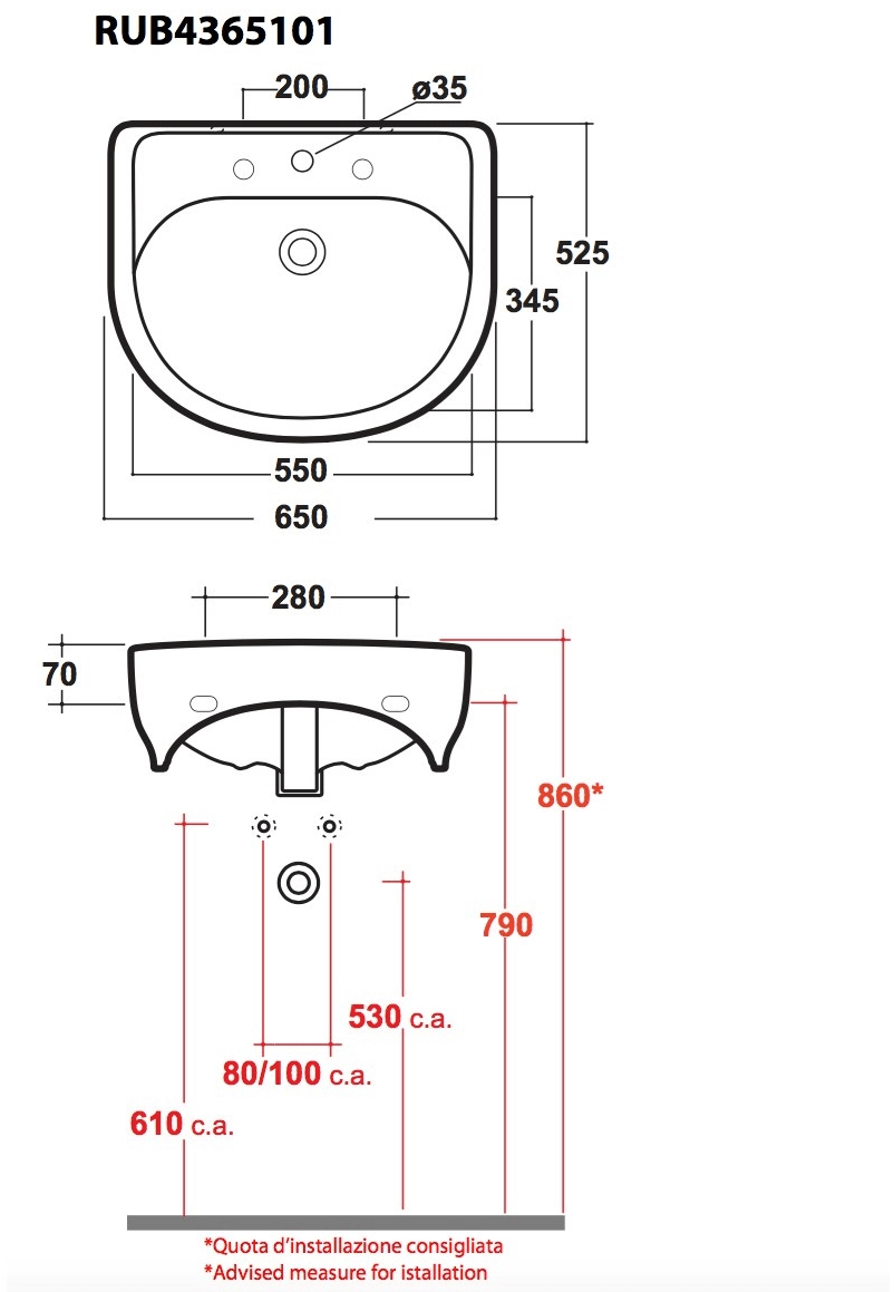 Подвесная раковина настенная овальная Olympia Ceramica RUBINO белая sun-id-1376329 - Вид №10