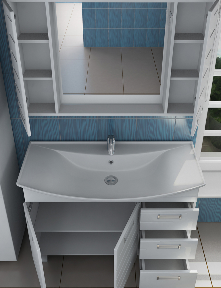 Зеркало Diana 1000 со спотом1000⨉150⨉700 мм белый VIGO sun-id-665213 - Вид №2