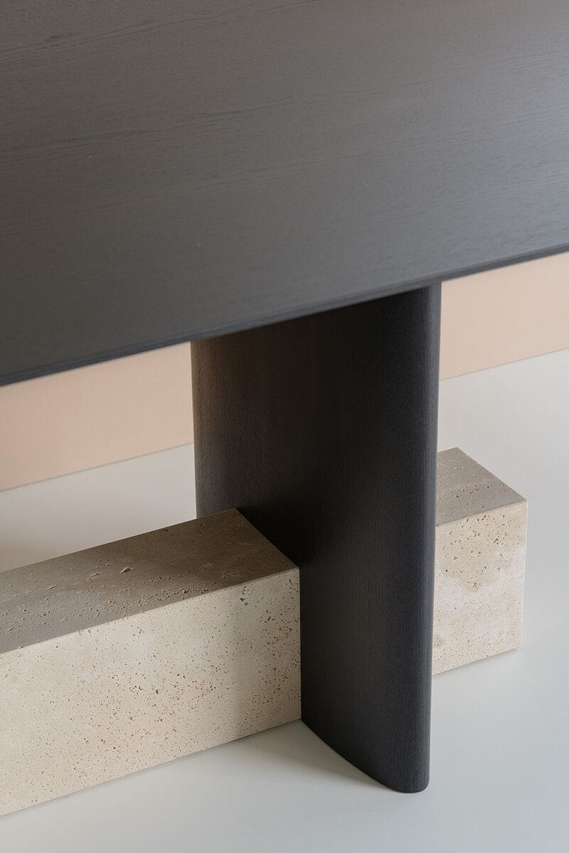 Прямоугольный стол из травертина и ясеня Potocco SYN 956/TR ARCH-00058796 - Вид №4