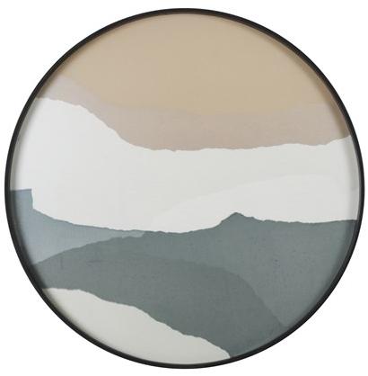 Ethnicraft Круглый поднос из дерева и стекла Wabi sabi 20461 - Вид №1