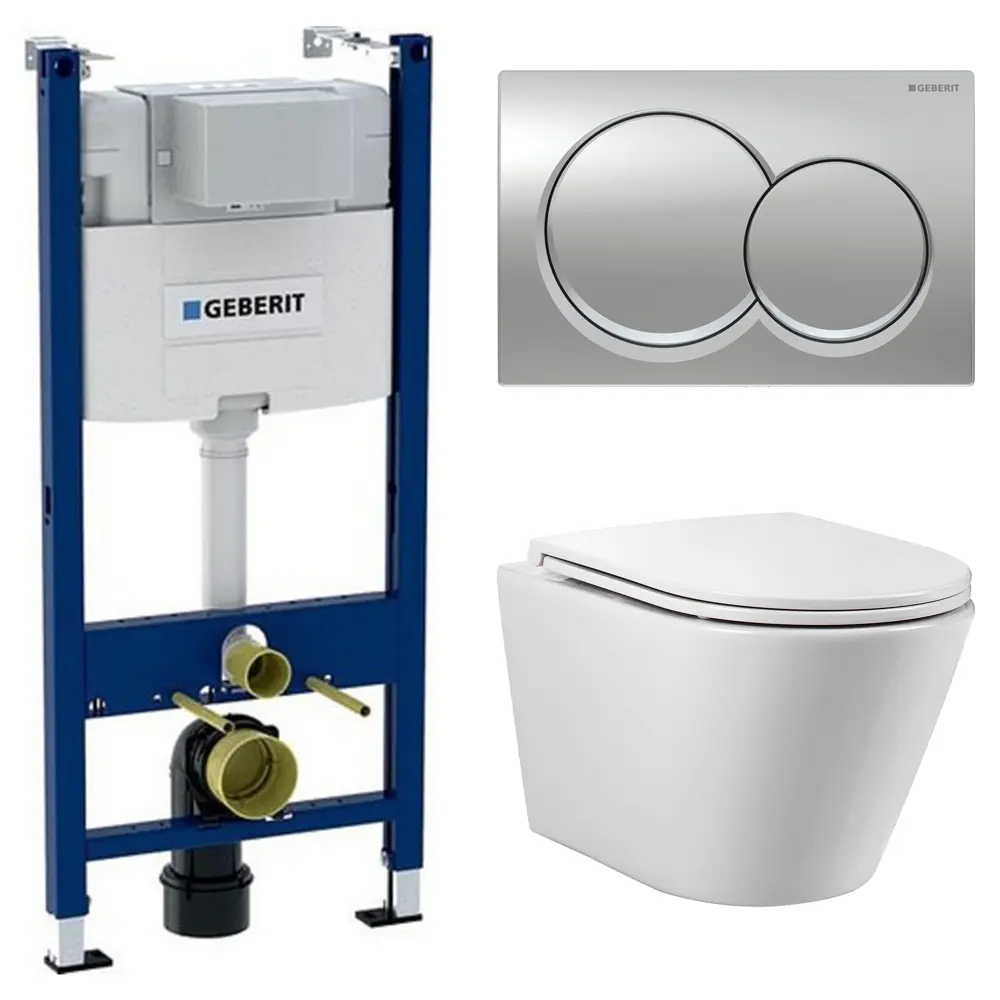 Комплект инсталляции Geberit Alpha с безободковым унитазом Aquatek Вега клавиша Geberit Alpha хром STLM-2181083