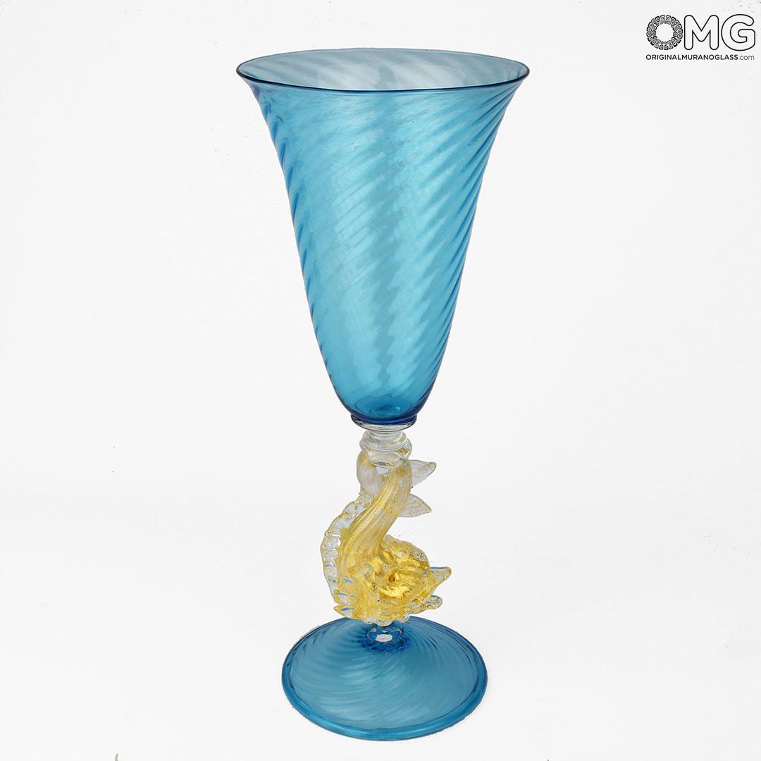 1010 ORIGINALMURANOGLASS Венецианский бокал c золотой рыбкой Aqua - муранское стекло OMG 10 см  - Вид №1
