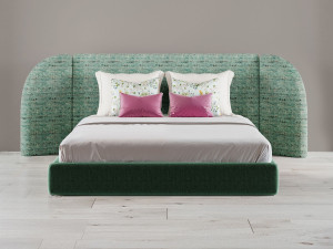 Двуспальная мягкая кровать из ткани