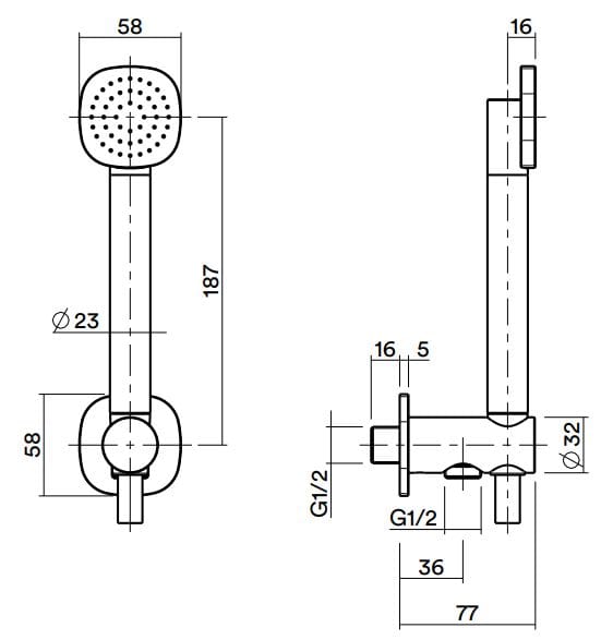 Настенный ручной душ из нержавеющей стали с держателем Quadrodesign супер ARCH-00100841 - Вид №2