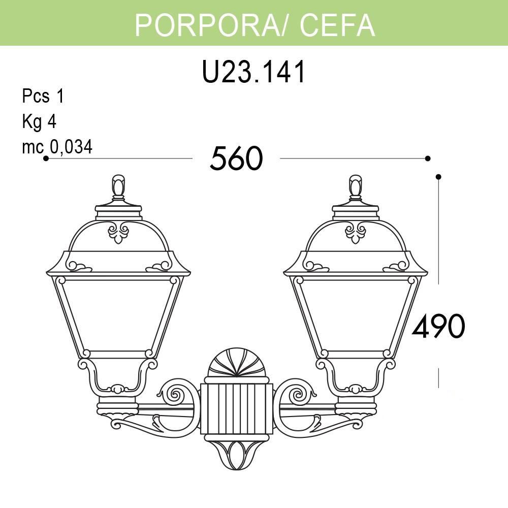 Уличный настенный светильник Fumagalli Porpora/Cefa U23.141.000.AXF1R FUMAGALLI ПОД СТАРИНУ, ФОНАРЬ 272150 Черный  - Вид №1