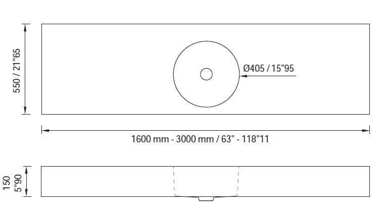 Круглый одиночный подвесной умывальник в твердой поверхности MOMA Design CIRCLE SYSTEM ARCH-00002178 - Вид №2