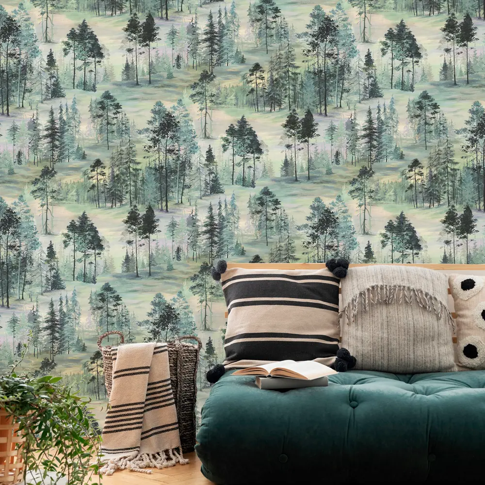 Обои флизелиновые Elysium Сосновый бор бирюзовые 1.06 м Е89204 STLM-2185509 - Вид №2