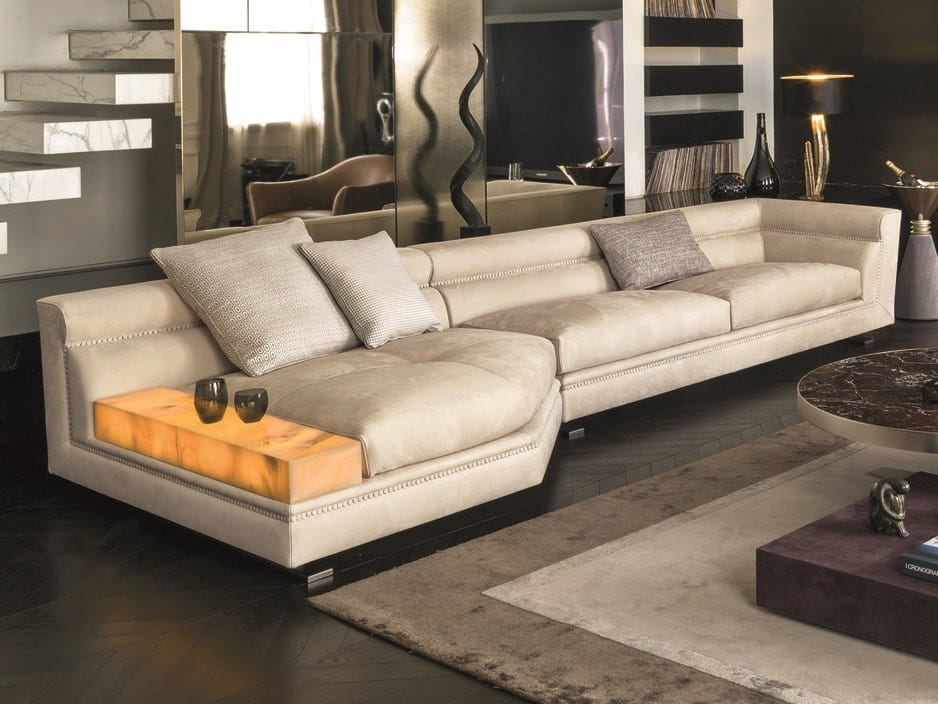 Модульный кожаный диван с журнальной стойкой Longhi Loveluxe 2017-Essence collection ARCH-00053634