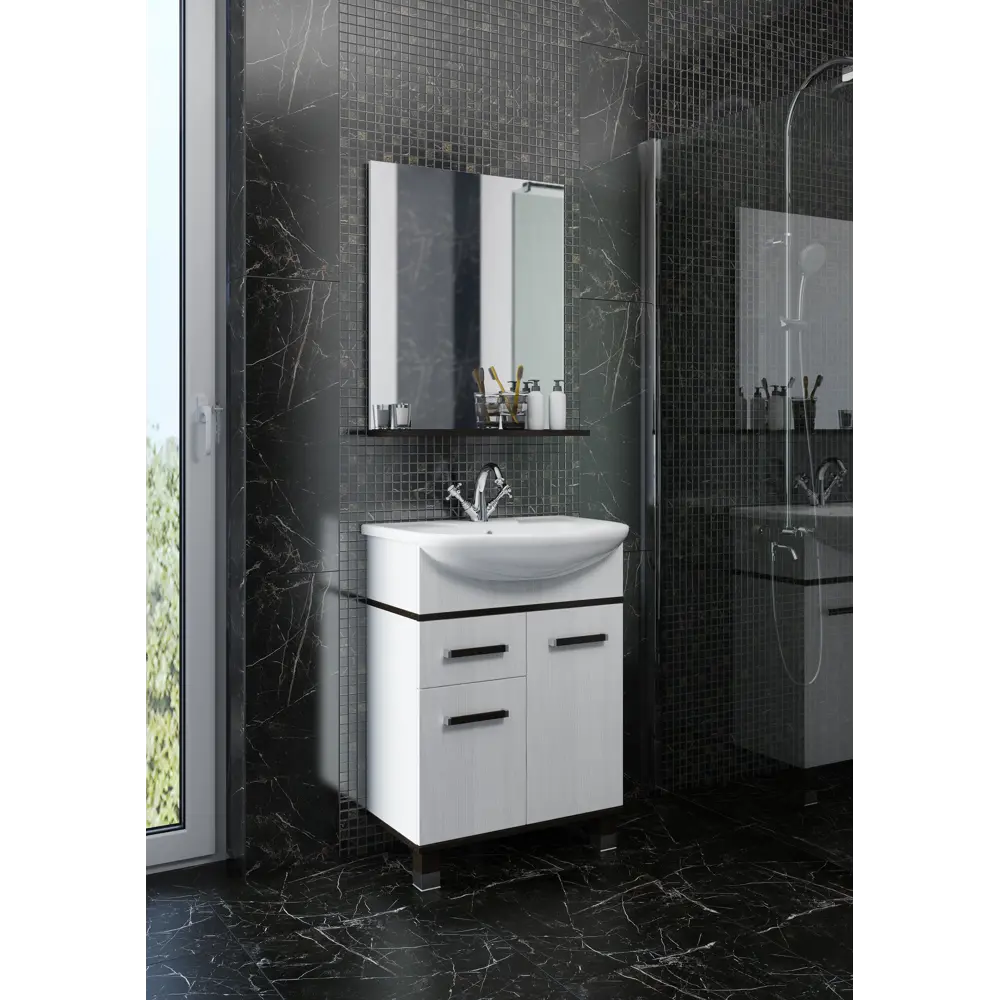 Зеркало «Элеганс» с полкой 65х72 см цвет светлое дерево Santreyd STLM-2079401 - Вид №4