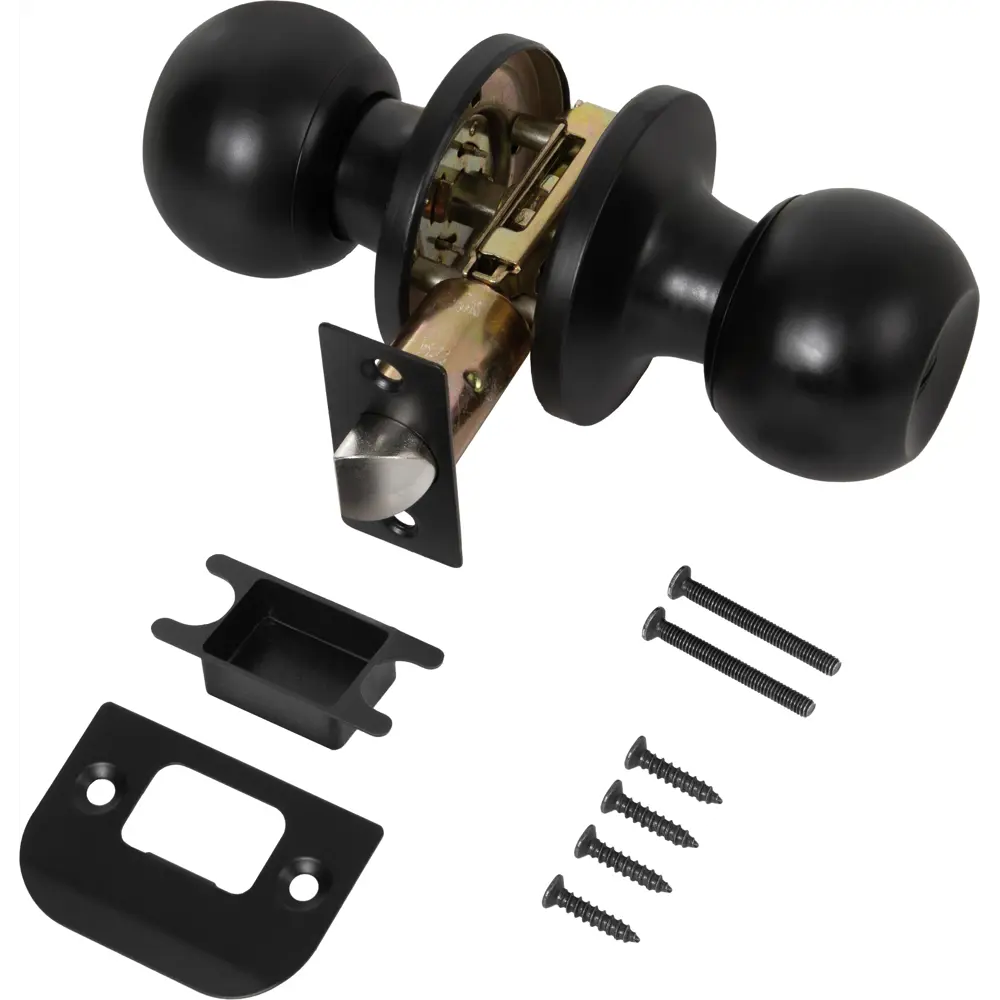 ФАБРИКА ЗАМКОВ Ручка-кноб 6073 черная с фиксатором для межкомнатных дверей 89347009 STLM-1502800 - Вид №2