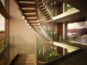 Siller Treppen Самонесущая открытая лестница из нержавеющей стали и стекла с боковыми перекладинами Cobra